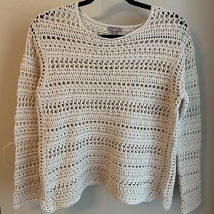 J. Jill Cream Crotchet Sweater